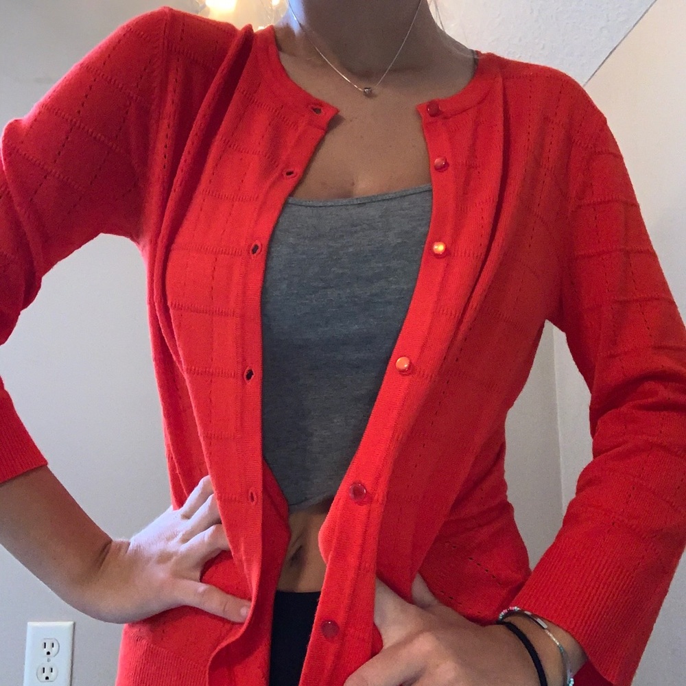 Cable and Gauge sz S Cherry Red Cardigan!